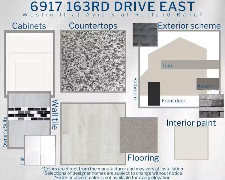 Sample of building materials used in homes in Aviary at Rutland Ranch, Parrish (Image 4). Sample of building materials used in homes in Aviary at Rutland Ranch, Parrish (Image 4).