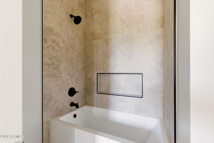Tub Shower Combo w Tile Surround & Niche Tub Shower Combo w Tile Surround & Niche