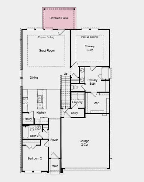Additional highlights include a covered back patio and 12" pop-up ceilings in the great room and primary suite. Additional highlights include a covered back patio and 12" pop-up ceilings in the great room and primary suite.