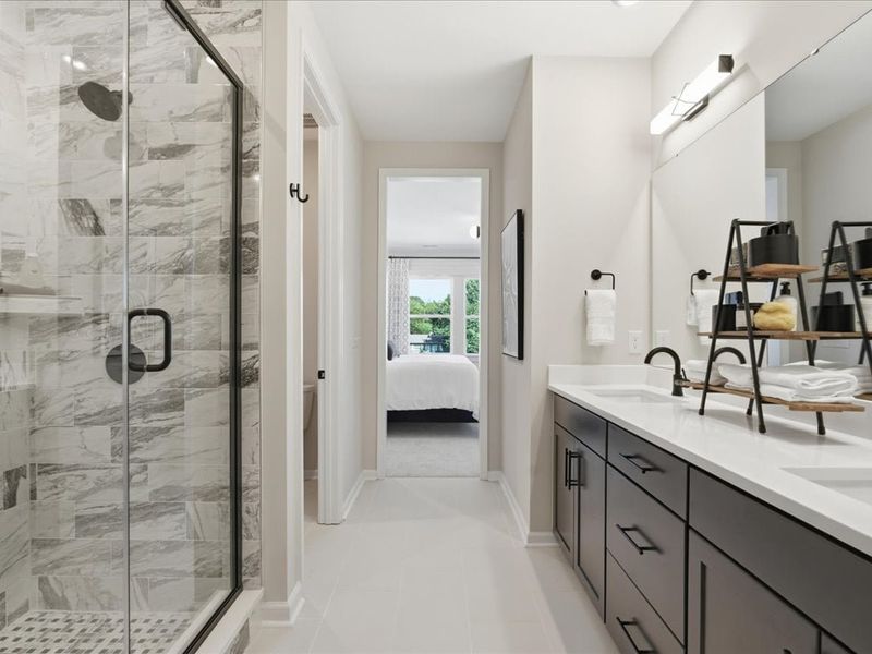 Representative furnished interior of a home built from the Dahlia by Tri Pointe Homes in Bellflower, Charlotte (Image 27).