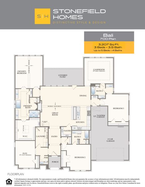 2D floor plan layout for the Bali by Stonefield Homes in Heath Golf and Yacht Club, Rockwall, TX (Image 5).