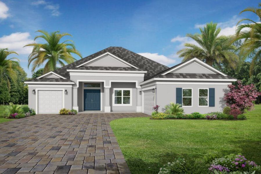 Representative exterior photo of a completed home built from the Santa Maria 2 by Medallion Home in Hampton Lakes, Sarasota, FL (Image 2). Representative exterior photo of a completed home built from the Santa Maria 2 by Medallion Home in Hampton Lakes, Sarasota, FL (Image 2).
