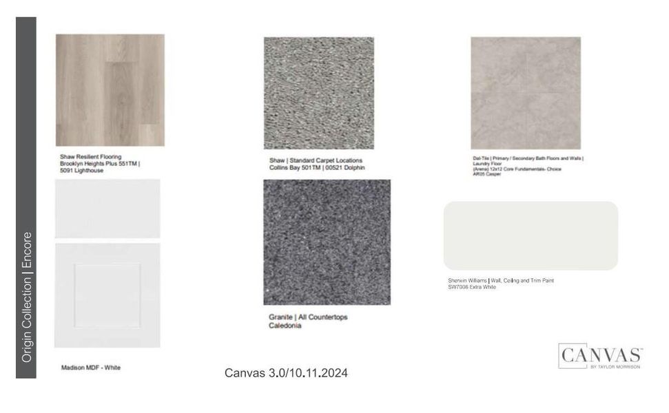 Interior Design Selections. *Subject to change.