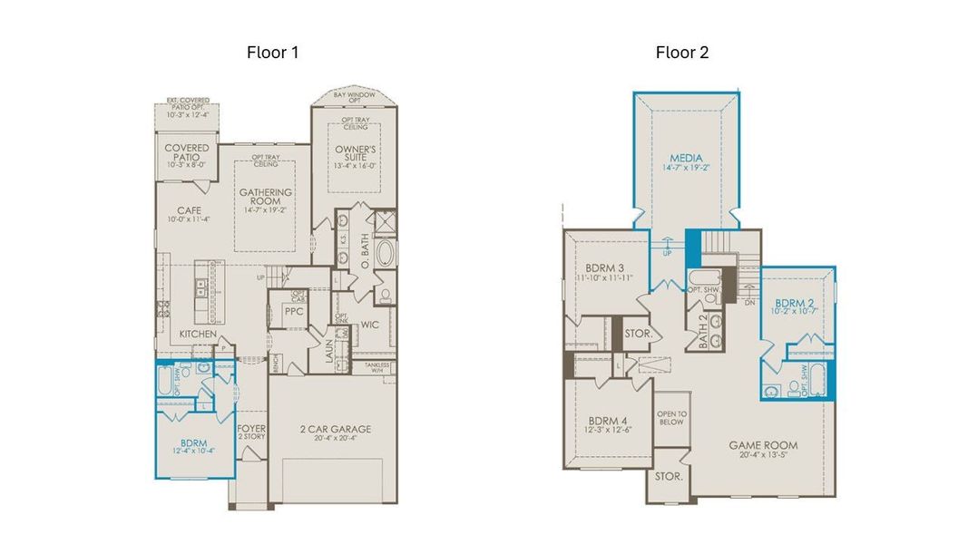 2D floor plan layout of this home in Creekview Meadows, Pilot Point, TX (Image 4).