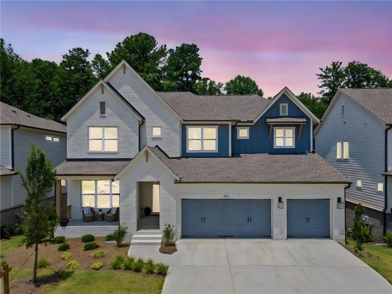Front exterior of a new home in , Woodstock, GA, highlighting curb appeal (Image 30). Front exterior of a new home in , Woodstock, GA, highlighting curb appeal (Image 30).