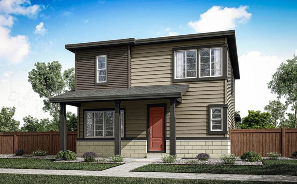 Representative exterior photo of a completed home built from the 2802 by Tri Pointe Homes in Painted Prairie, Aurora, CO (Image 2). Representative exterior photo of a completed home built from the 2802 by Tri Pointe Homes in Painted Prairie, Aurora, CO (Image 2).