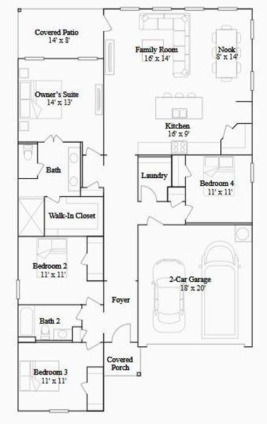 2D floor plan layout of this home in Sweetgrass Village, Crosby, TX (Image 3).