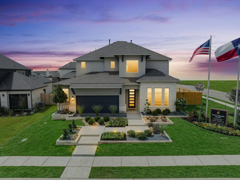 Representative exterior photo of a completed home built from the Oltorf by Scott Felder Homes in University Heights, Round Rock, TX (Image 20). Representative exterior photo of a completed home built from the Oltorf by Scott Felder Homes in University Heights, Round Rock, TX (Image 20).