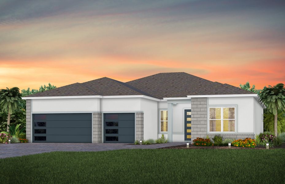 Representative exterior photo of a completed home built from the Stellar by Del Webb in Del Webb Oasis, Winter Garden, FL (Image 2). Representative exterior photo of a completed home built from the Stellar by Del Webb in Del Webb Oasis, Winter Garden, FL (Image 2).