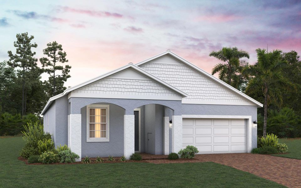 Front exterior of a new home in Trinity Gardens, Deland, FL, highlighting curb appeal (Image 25).
