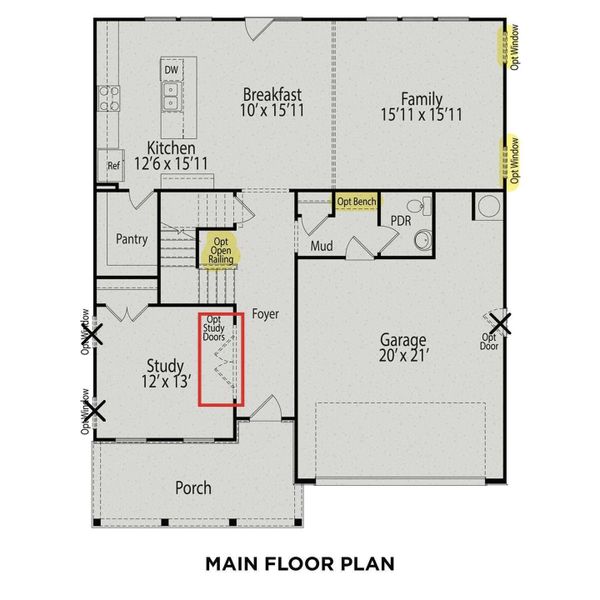 2D floor plan layout of this home in Enclave at Belmont, Belmont, NC (Image 3).