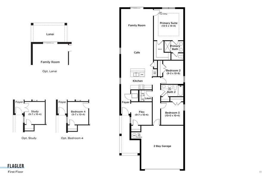 2D floor plan layout for the Flagler by DRB Homes in Grasslands West, Lakeland, FL (Image 3).