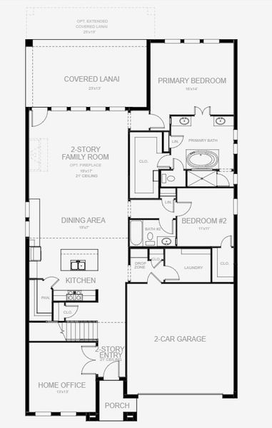 2D floor plan layout for the 2857F by Perry Homes in Glynlea Country Club 50', Port St. Lucie, FL (Image 3).