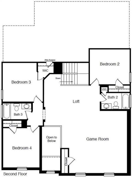 D.R. Horton's Redrock floorplan, 2nd floor - All Home and community information, including pricing, included features, terms, availability and amenities, are subject to change at any time without notice or obligation. All Drawings, pictures, photographs, video, square footages, floor plans, elevations, features, colors and sizes are approximate for illustration purposes only and will vary from the homes as built.