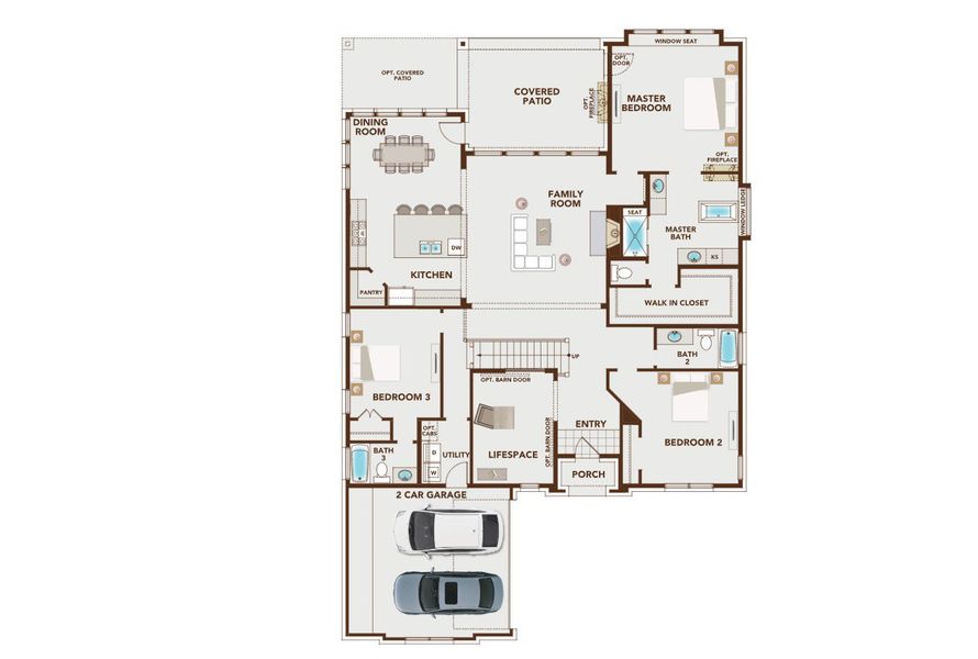 2D floor plan layout for the Grand Whitehall by Grand Homes in Park Place, Prosper, TX (Image 4).