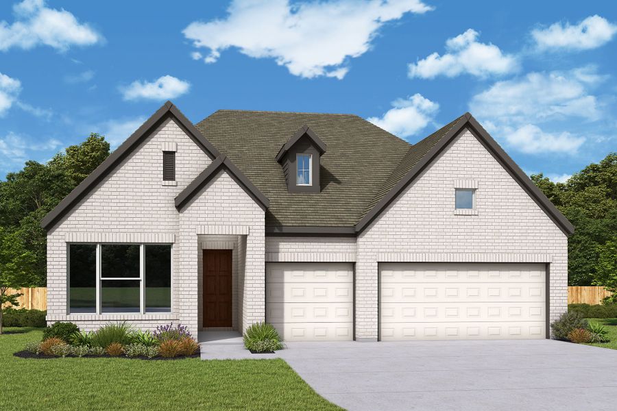 Representative exterior photo of a completed home built from the The Thistle by David Weekley Homes in Grand Central Park - Ascent Collection, Conroe, TX (Image 18).