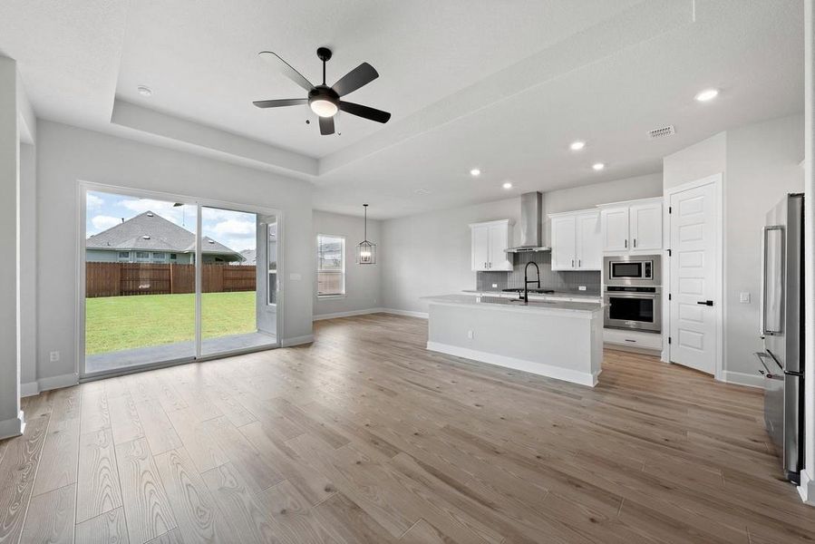 The dining area is open to both kitchen and entertaining areas, allowing a great flow from room to room.