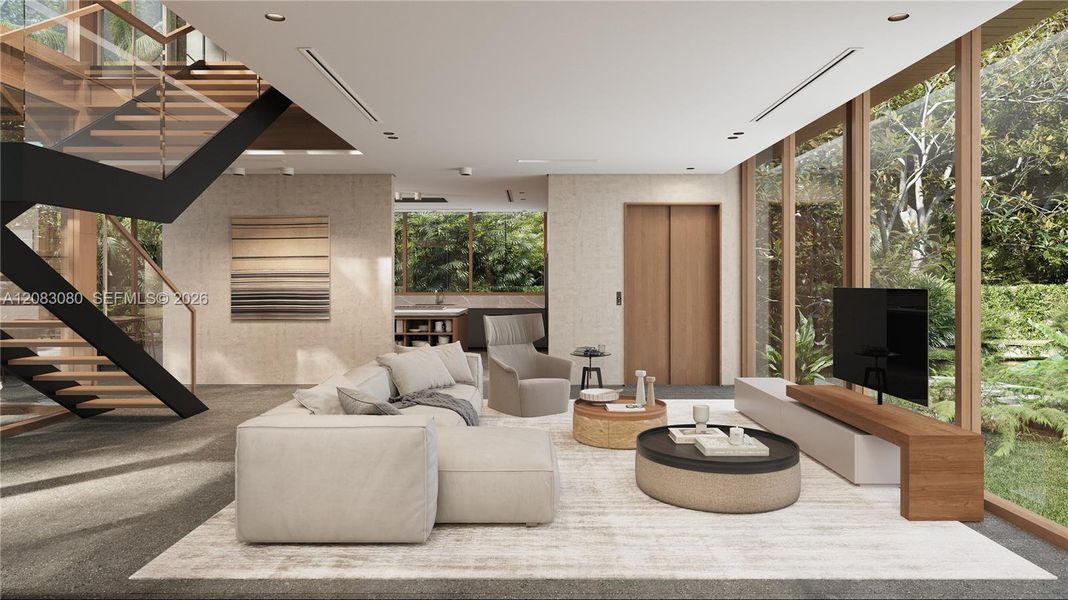 Furnished interior view inside a new home in , Miami (Image 3).