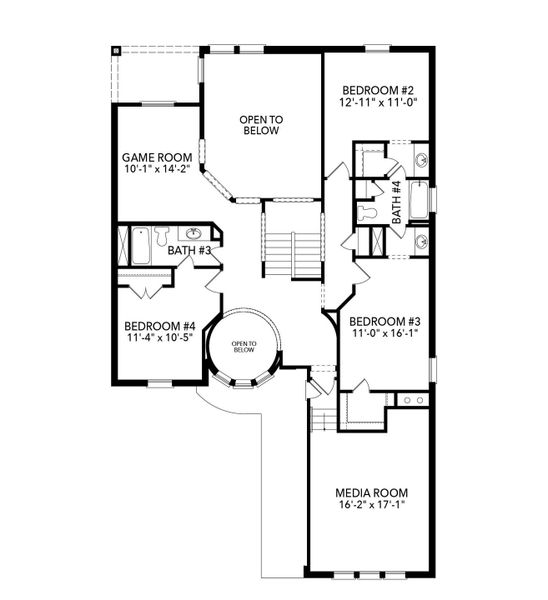 2D floor plan layout for the Chessel by Sandlin Homes in Lakesong, Midlothian, TX (Image 5). 2D floor plan layout for the Chessel by Sandlin Homes in Lakesong, Midlothian, TX (Image 5).