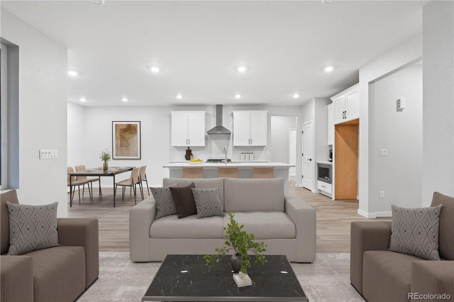 Furnished interior view inside a new home in Tribute at Lyric, Lone Tree (Image 5).