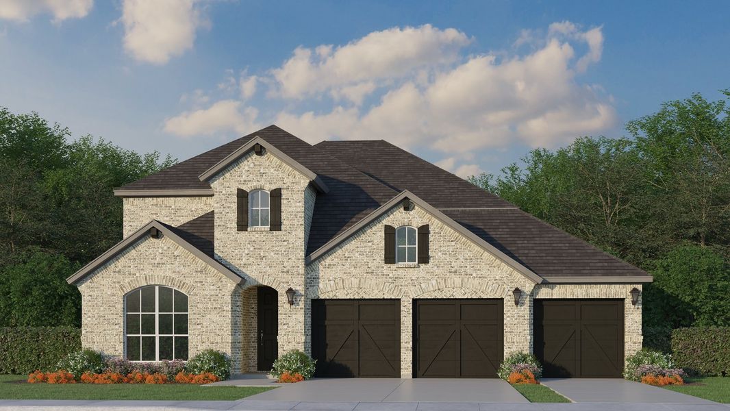 Plan 1534 Elevation A 3 Car Garage