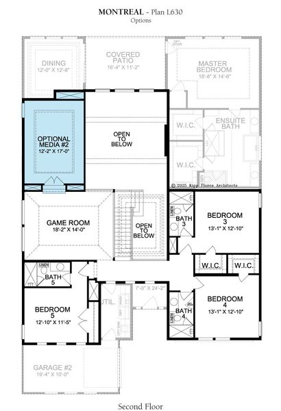 2D floor plan layout for the Montreal by Landon Homes in Signature 74s, Frisco, TX (Image 8).