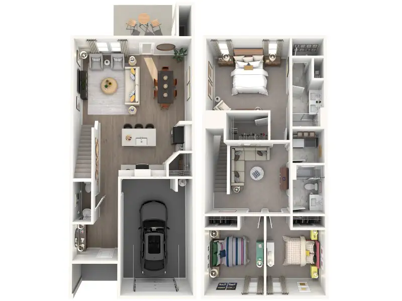 2D floor plan layout for the Anderson by Meritage Homes in Cedarcrest Townhomes, Fairview, TN (Image 4).