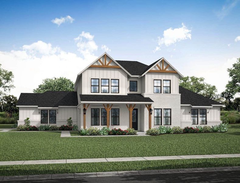 Representative exterior photo of a completed home built from the 3443 by Gracepoint Homes in Kellar Farms, Smithville, TX (Image 2). Representative exterior photo of a completed home built from the 3443 by Gracepoint Homes in Kellar Farms, Smithville, TX (Image 2).