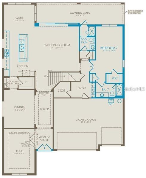 2D floor plan layout of this home in Willow Ridge, Montverde, FL (Image 3).