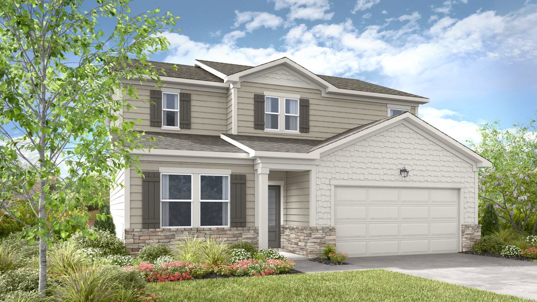 Representative exterior photo of a completed home built from the Camellia by Taylor Morrison in Weatherfield, Buford, GA (Image 2). Representative exterior photo of a completed home built from the Camellia by Taylor Morrison in Weatherfield, Buford, GA (Image 2).