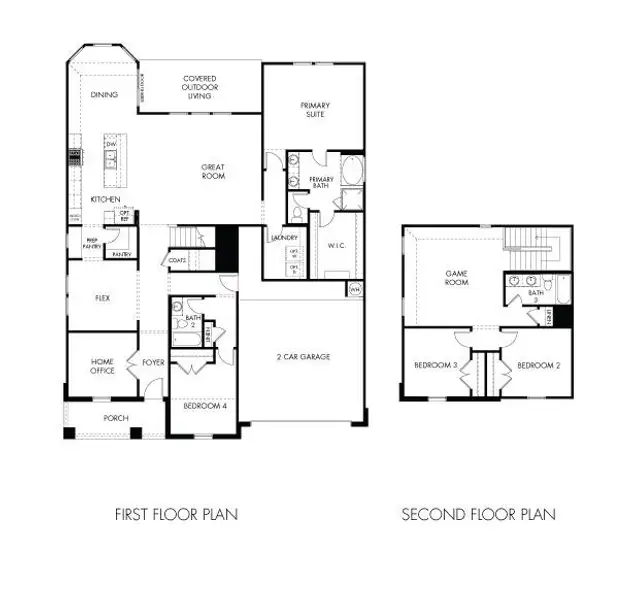 2D floor plan layout of this home in Opal Meadows, Kyle, TX (Image 2). 2D floor plan layout of this home in Opal Meadows, Kyle, TX (Image 2).