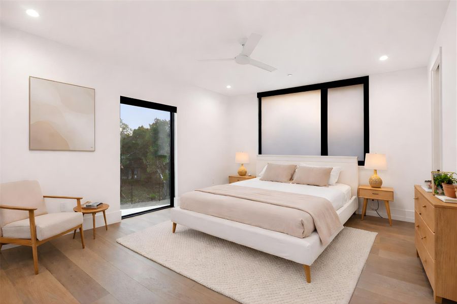 Upper level secondary bedroom (virtually staged)