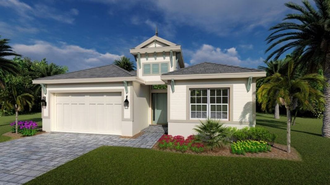 Representative exterior photo of a completed home built from the Bermuda by Medallion Home in The Willows, Parrish, FL (Image 5).