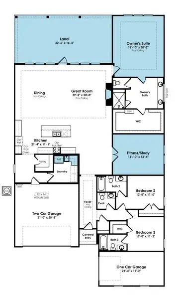 2D floor plan layout of this home in Cresswind at Rocky River, Locust, NC (Image 3).