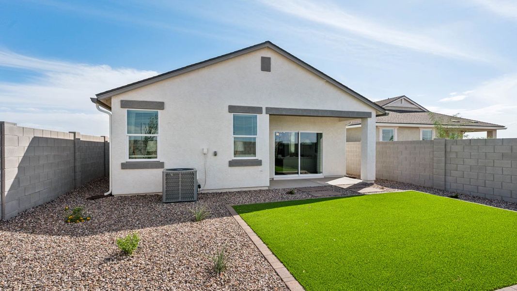 Exterior details and patio area of a home in Radiance at Superstition Vistas, Apache Junction (Image 22).