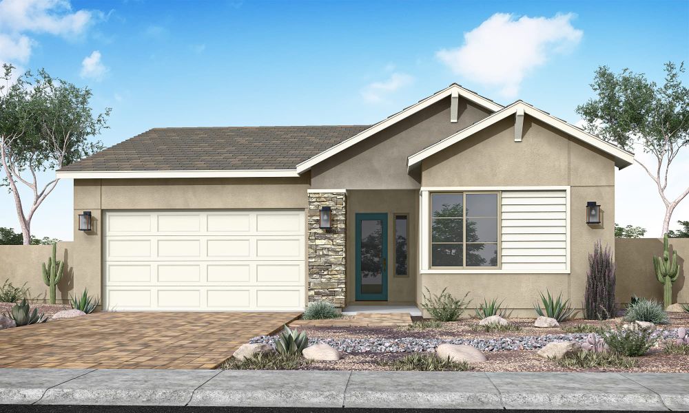 Representative exterior photo of a completed home built from the Rosemary Plan 40-2 by Tri Pointe Homes in Soleo, San Tan Valley, AZ (Image 19). Representative exterior photo of a completed home built from the Rosemary Plan 40-2 by Tri Pointe Homes in Soleo, San Tan Valley, AZ (Image 19).