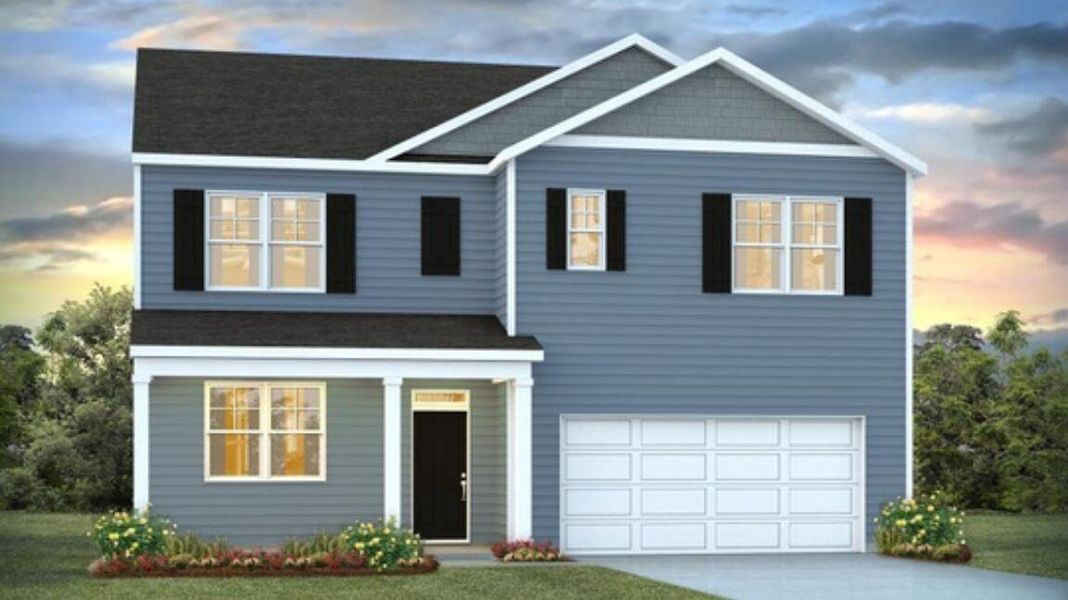 Front exterior of a new home in Rivers Reach, Yemassee, SC, highlighting curb appeal (Image 1).
