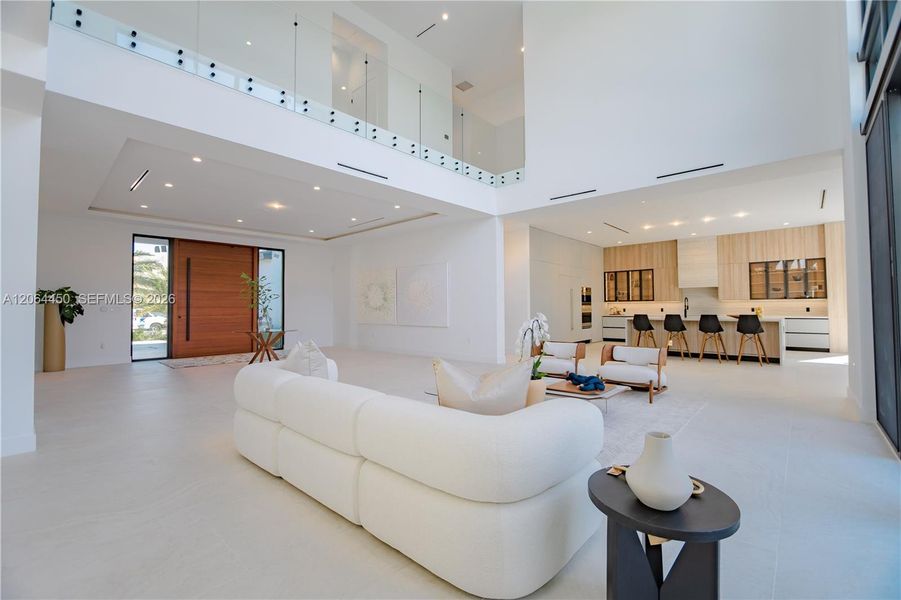 Living room open to the kitchen