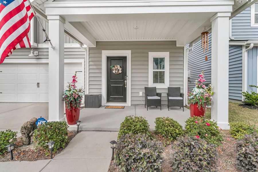 Exterior details and patio area of a home in Sweetgrass at Summers Corner, Summerville (Image 21).