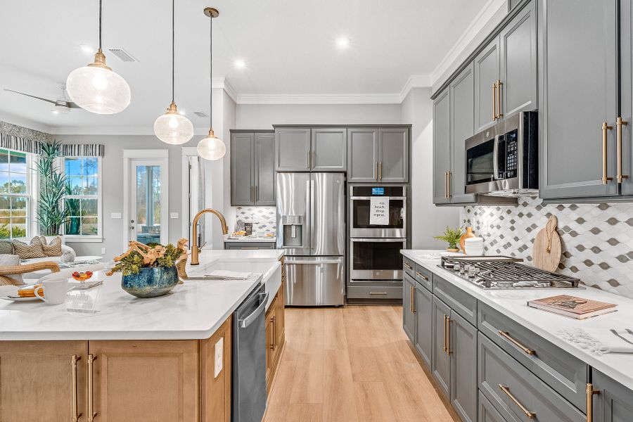 Representative furnished interior of a home built from the Anfield by Fischer Homes in The Villas at Longleaf Park, a Watersound Origins® community, Inlet Beach (Image 12).