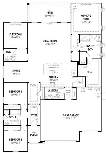 2D floor plan layout for the Blush by Mattamy Homes in Montelena, Marana, AZ (Image 3).