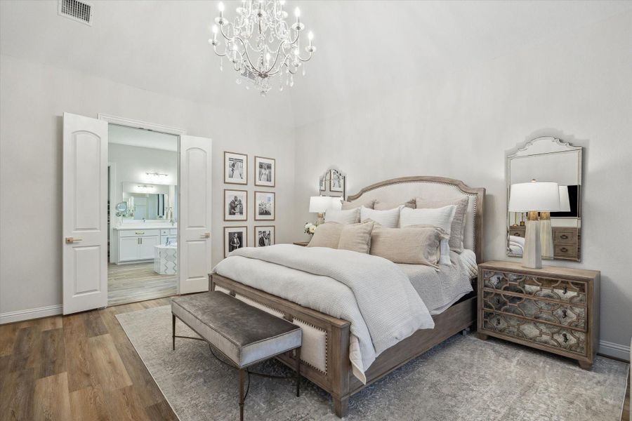 View from the seating area towards the double doors of the en-suite bathroom View from the seating area towards the double doors of the en-suite bathroom