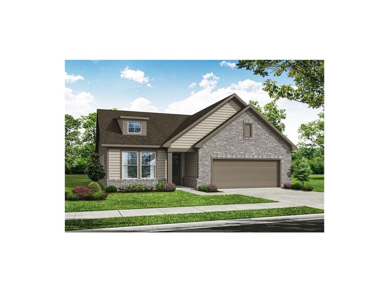 Exterior rendering of this home design in Wehunt Meadows, Hoschton, GA (Image 1).