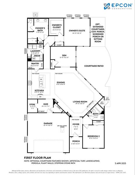 2D floor plan layout for the Promenade by Epcon Communities in The Courtyards by The Manor, Alpharetta, GA (Image 4).