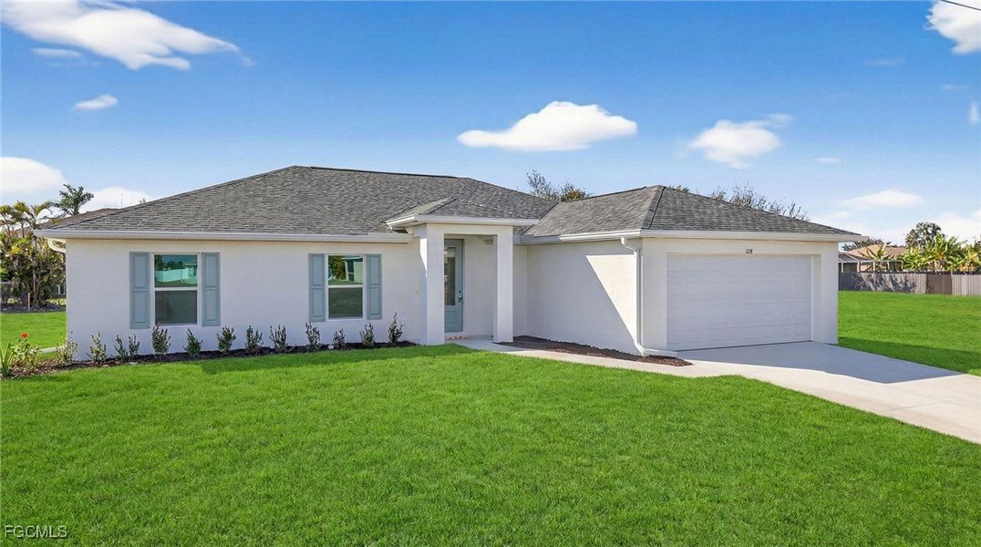 Front exterior of a new home in Cape Coral, Cape Coral, FL, highlighting curb appeal (Image 22).