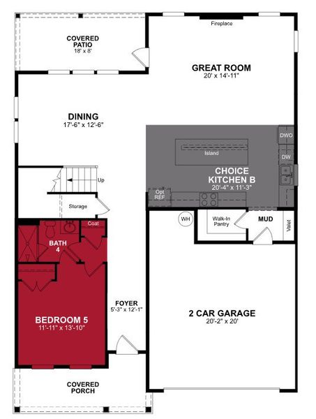2D floor plan layout of this home in Wisteria at GreenHouse, Marietta, GA (Image 2).