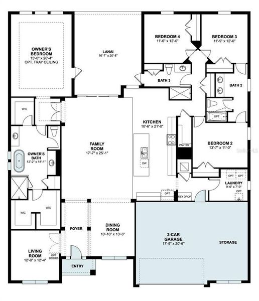 2D floor plan layout of this home in Wolf Lake Ranch, Apopka, FL (Image 4).