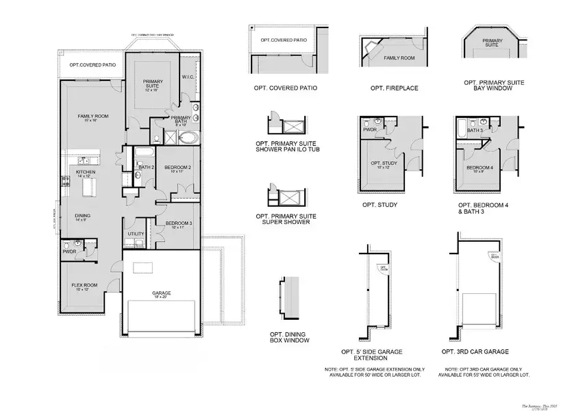 2D floor plan layout for the The Ravenna by Legend Homes in Hunters Ranch, San Antonio, TX (Image 3).