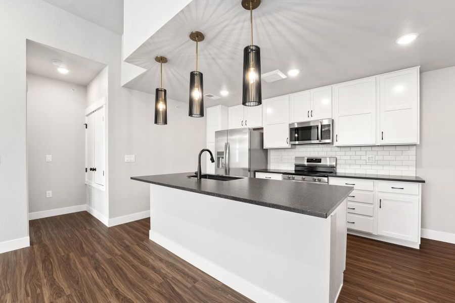 Furnished interior view inside a new home in Northfield - The Flats, Fort Collins (Image 8). Furnished interior view inside a new home in Northfield - The Flats, Fort Collins (Image 8).
