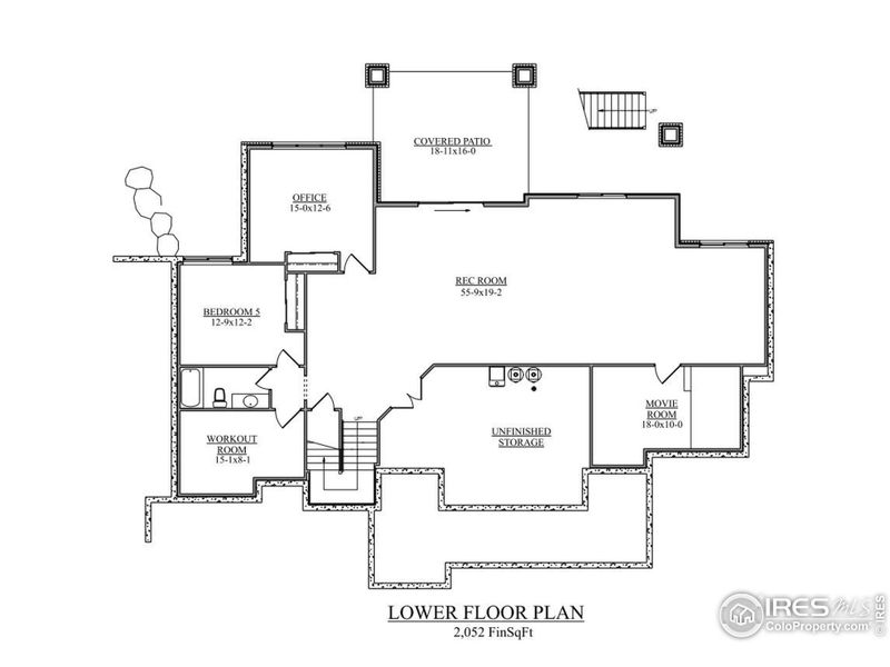 Magnolia Modern Farmhouse Lower Level Floor plan (Option for Walk-out basement)